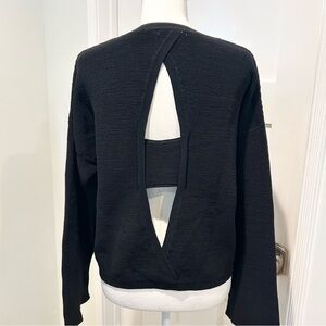 Anthropologie x Willow & Clay Black Ribbed Sweatshirt